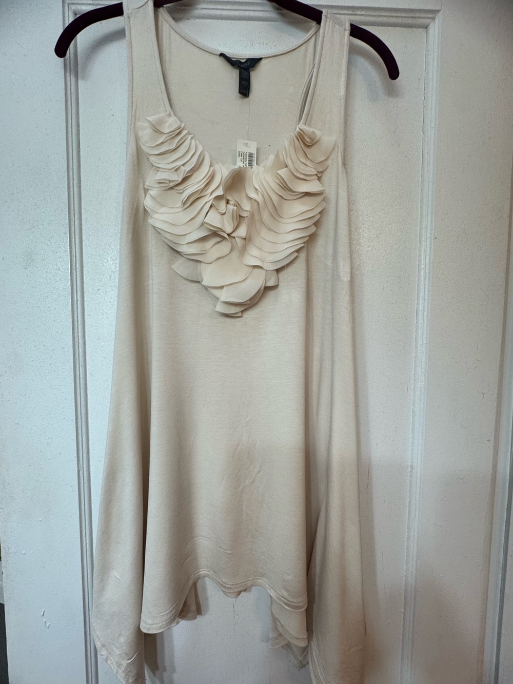 Soma Cream Ruffle Sleeveless Top